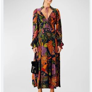 Women's Farm Rio Cool Macaw Navy Midi Dress - Size XS